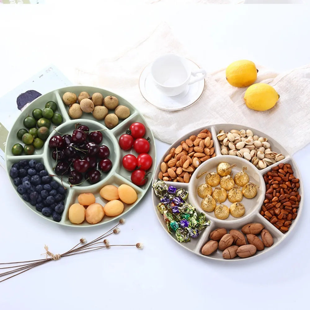 1Pc Food Storage Tray Candy Tray Nut Snack Fruit Tray Round Divider Tray Appetizer Serving Platter for Party Table Storage Tray