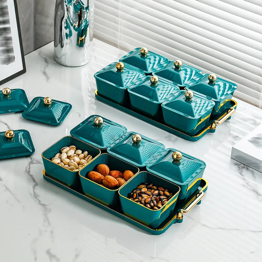Fruit Plate Living Room Household Refreshment Coffee Table Snacks Dried Fruit Candy Nuts Snack Plate Dessert Storage Box Tray