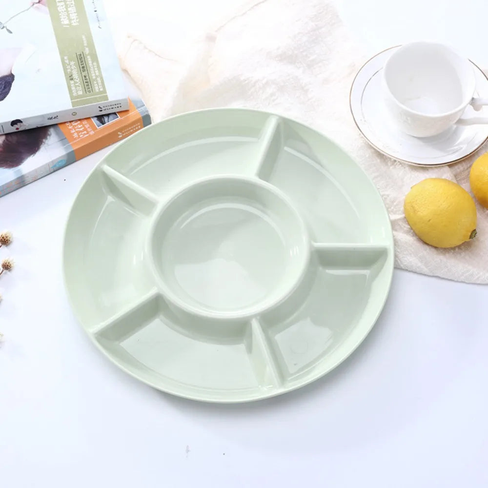 1Pc Food Storage Tray Candy Tray Nut Snack Fruit Tray Round Divider Tray Appetizer Serving Platter for Party Table Storage Tray