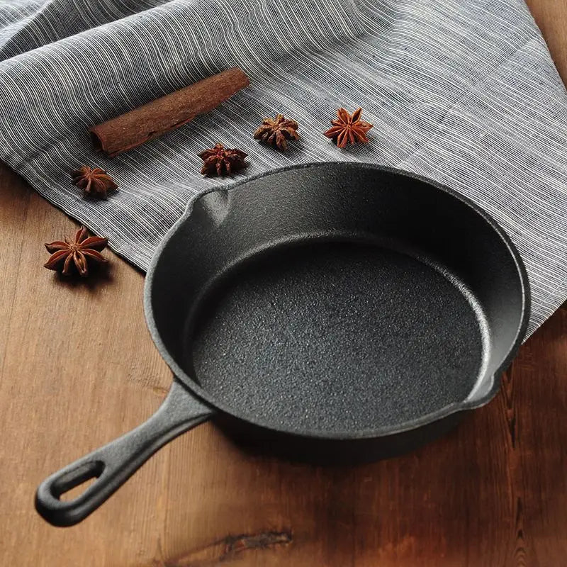 1Pc Small Frying Pan Cast Iron Uncoated Black For Food Frying, Cooking And Stir-Frying Kitchen Utensils Kitchen Helper