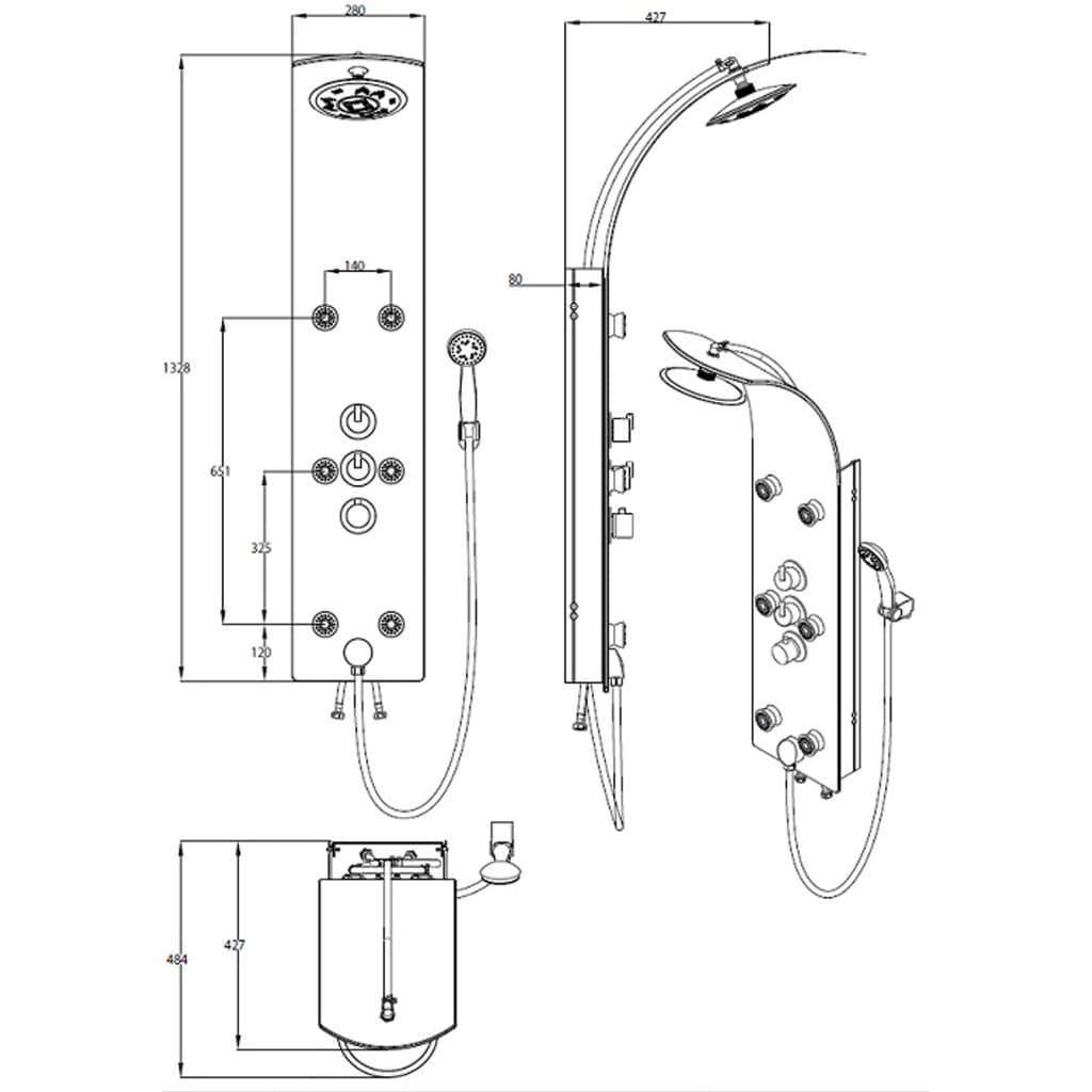 SCHÜTTE Douchepaneel met thermostatische mengkraan LANZAROTE glas wit