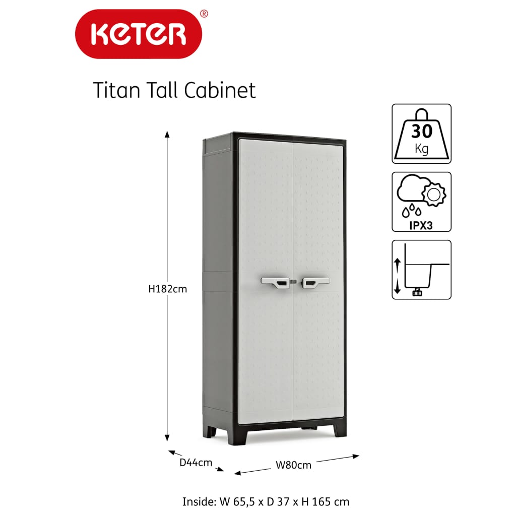 Keter Opbergkast met schappen Titan 182 cm zwart en grijs