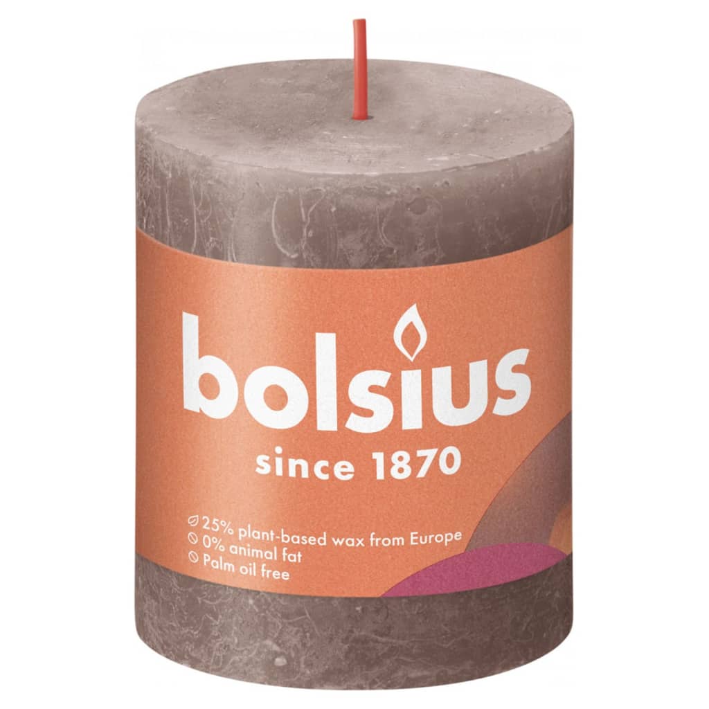 Bolsius Stompkaarsen Shine 4 st rustiek 80x68 mm rustiek taupe