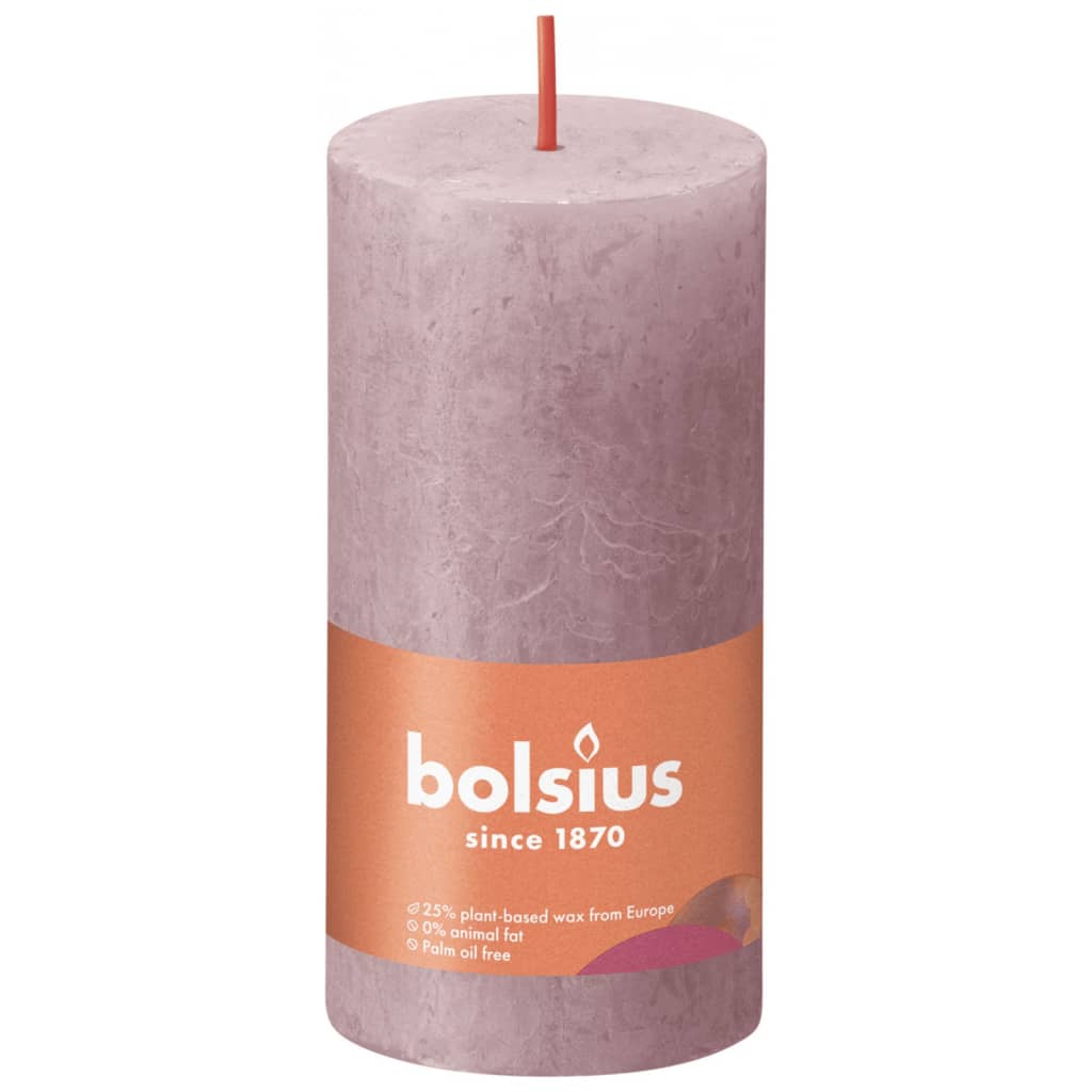 Bolsius Stompkaarsen Shine 8 st rustiek 100x50 mm ash rose