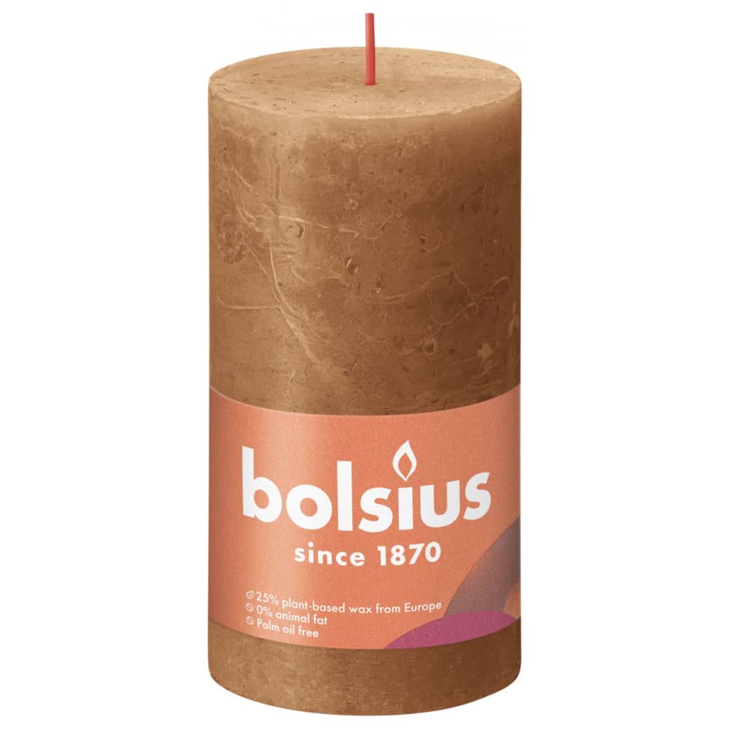 Bolsius Stompkaarsen Shine 4 st rustiek 130x68 mm spice brown