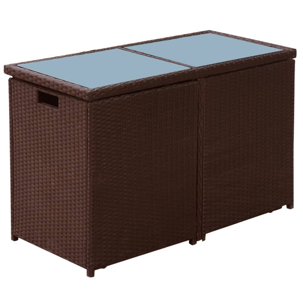 3-delige Bistroset met kussens poly rattan bruin