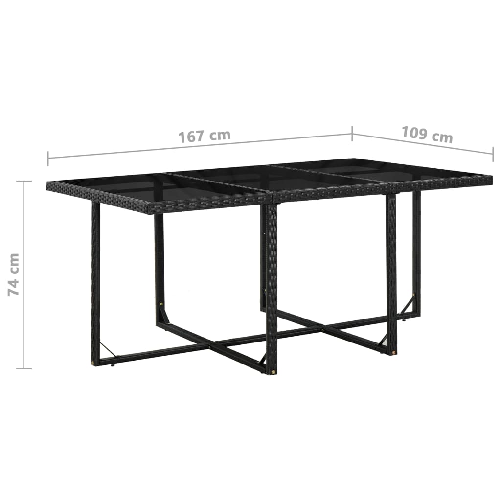 11-delige Tuinset met kussens poly rattan zwart