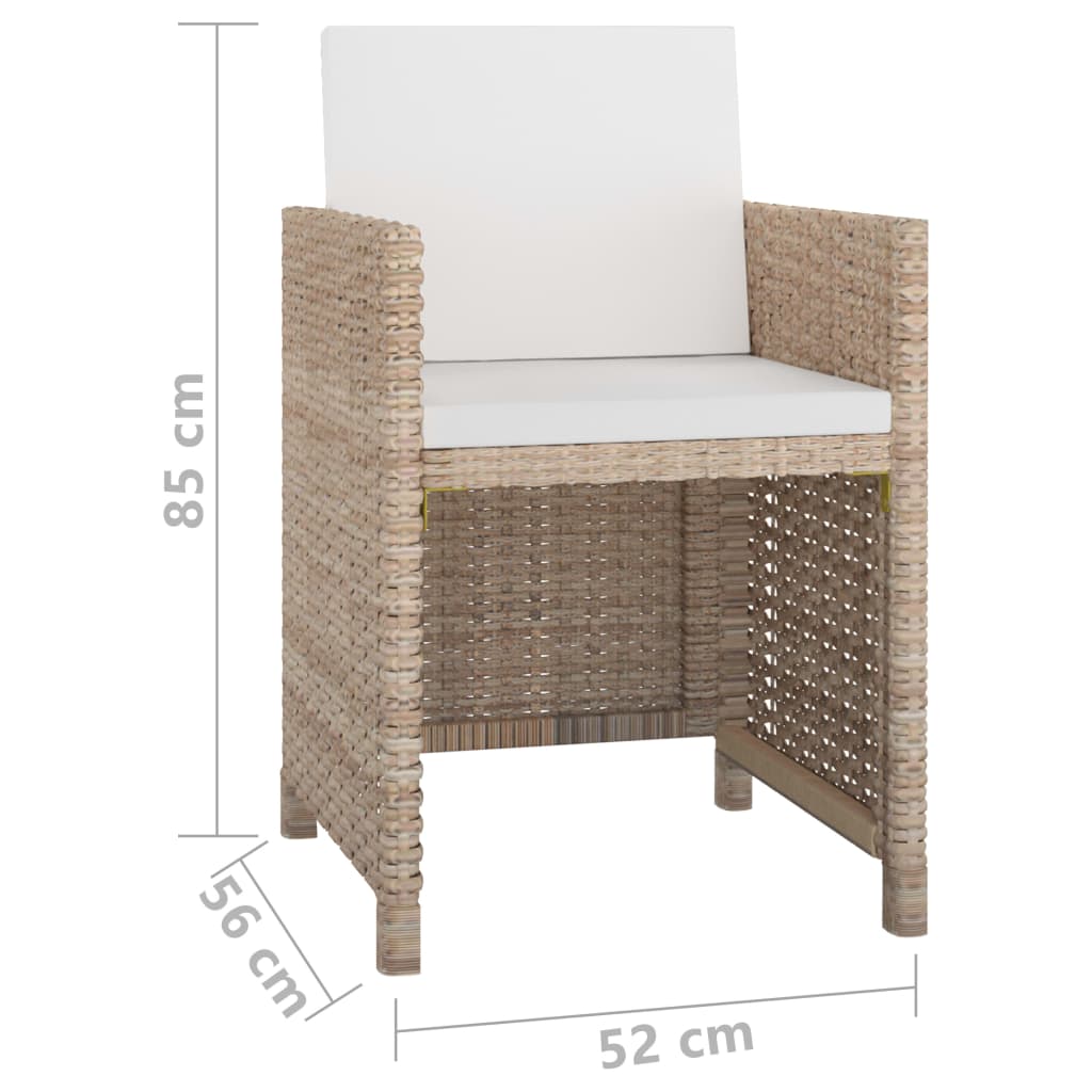 11-delige Tuinset met kussens poly rattan beige