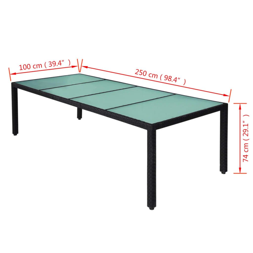 11-delige Tuinset met kussens poly rattan zwart