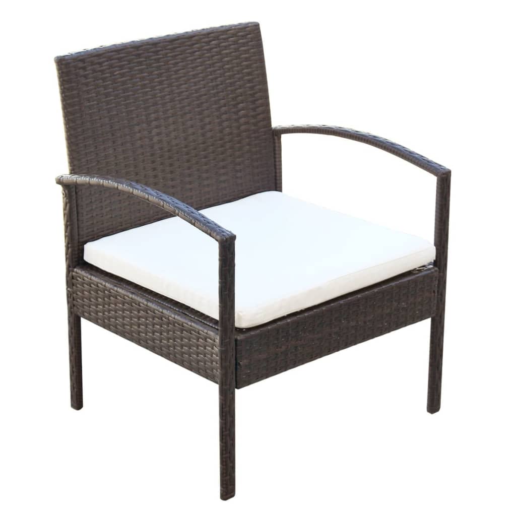 4-delige Loungeset met kussens poly rattan bruin