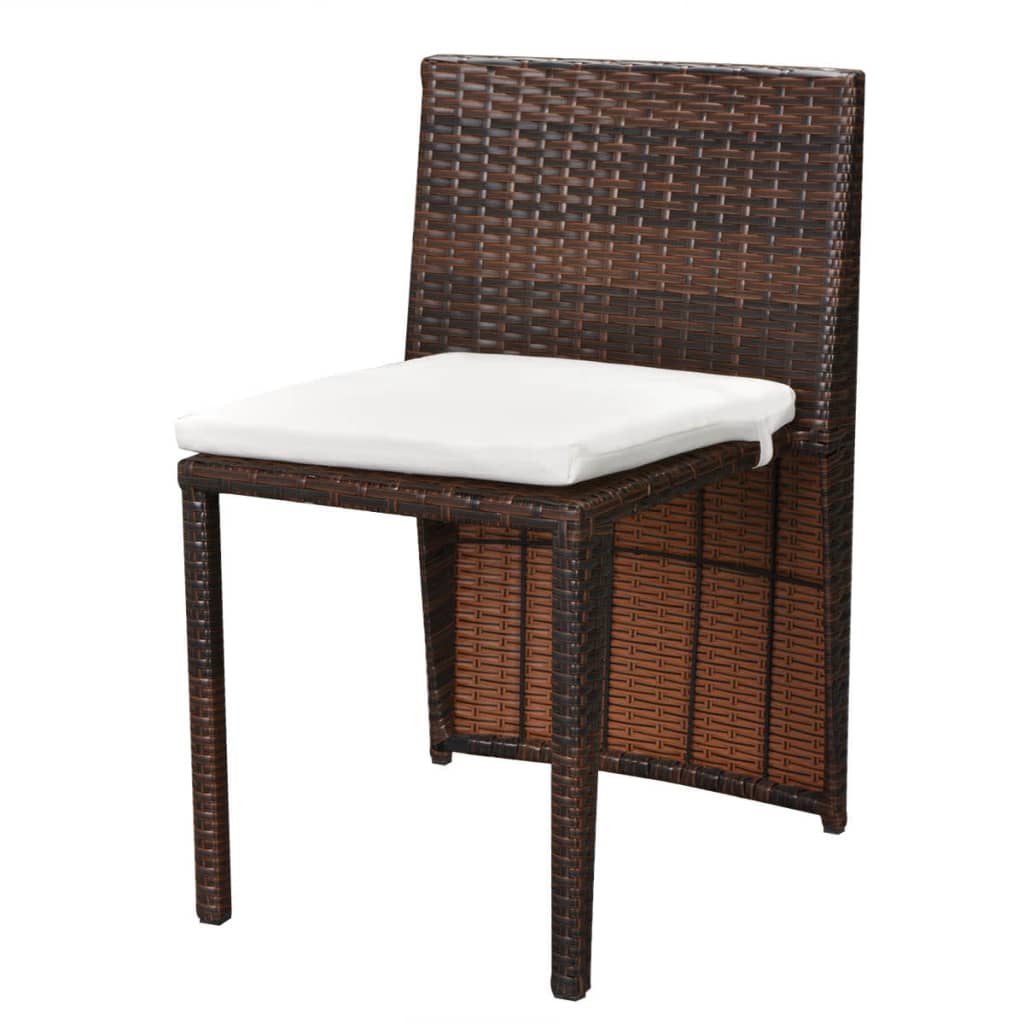 3-delige Bistroset met kussens poly rattan bruin