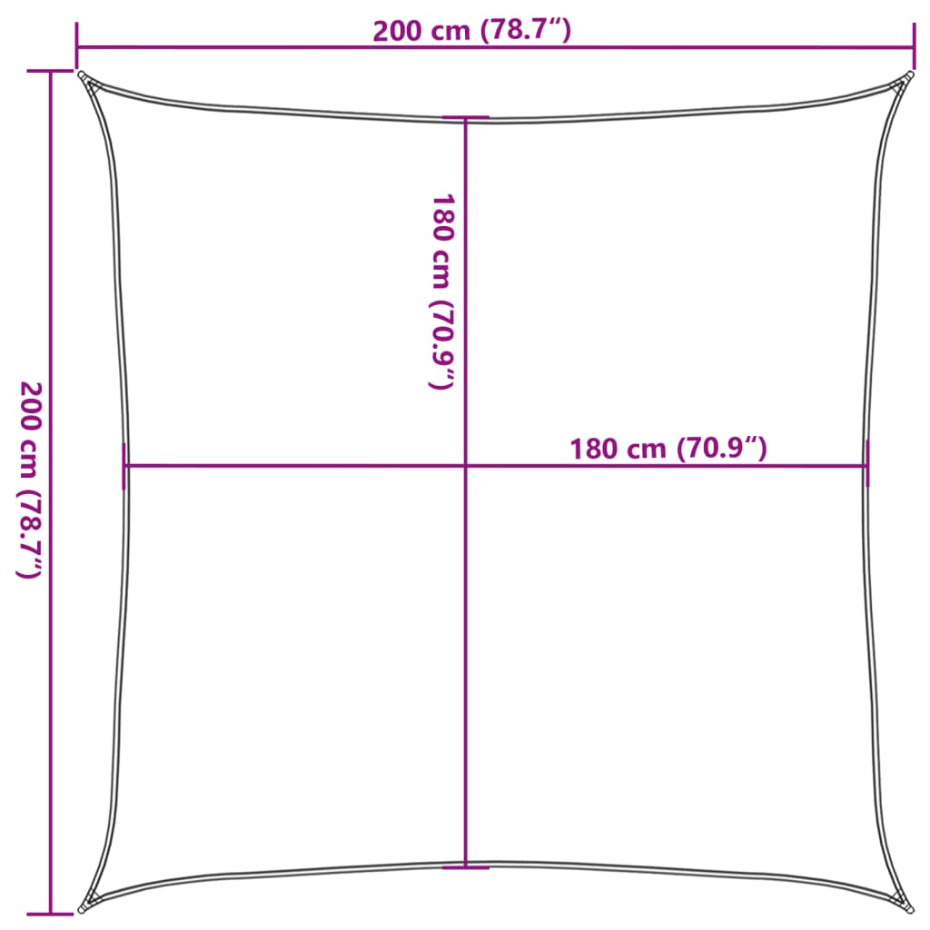 Zonnescherm HDPE vierkant 2x2 m antraciet