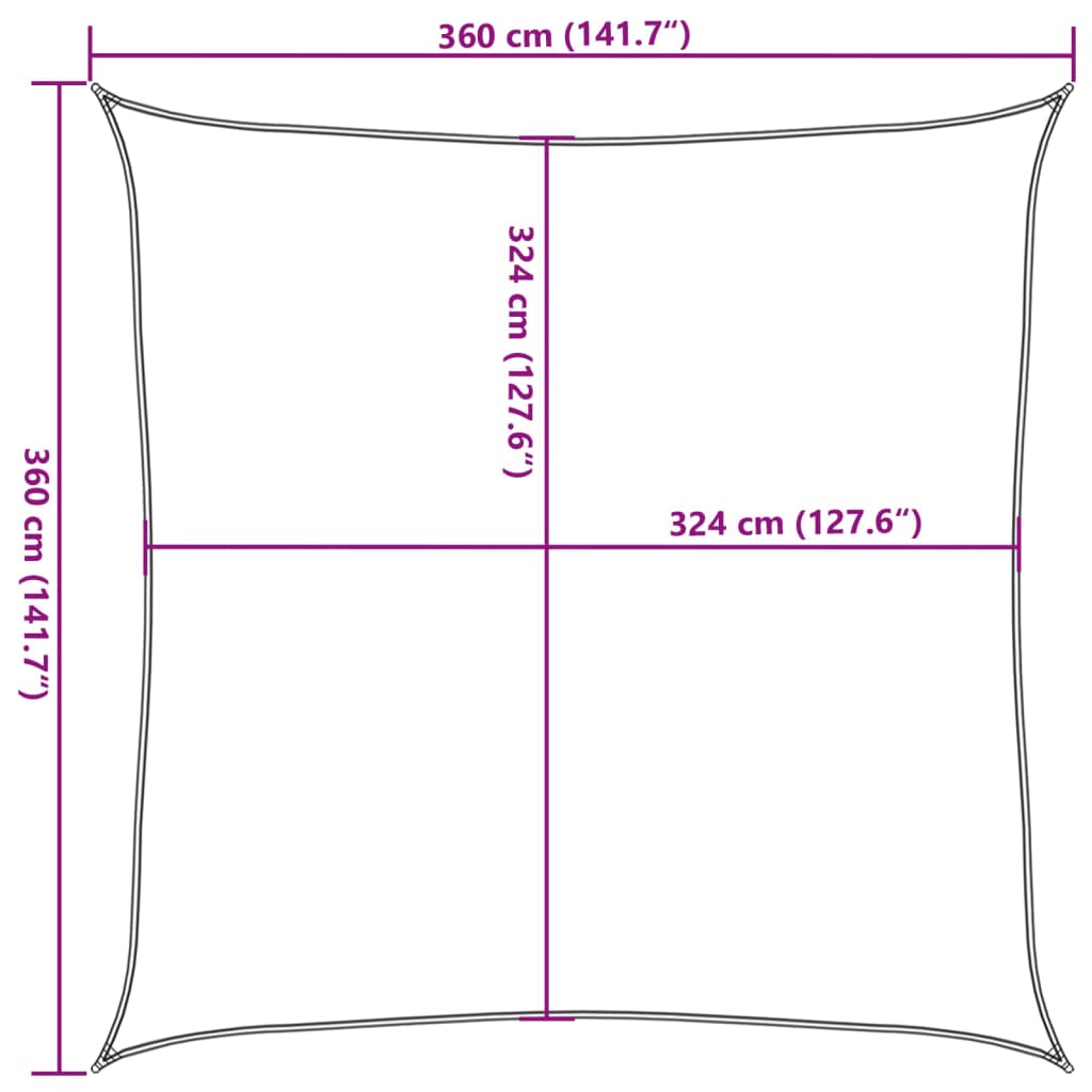 Zonnescherm HDPE vierkant 3,6x3,6 m wit