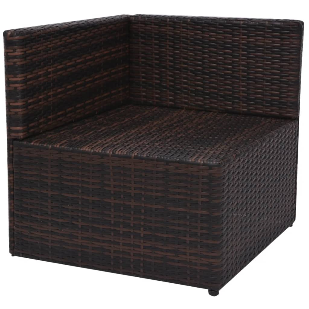 5-delige Loungeset met kussens poly rattan bruin