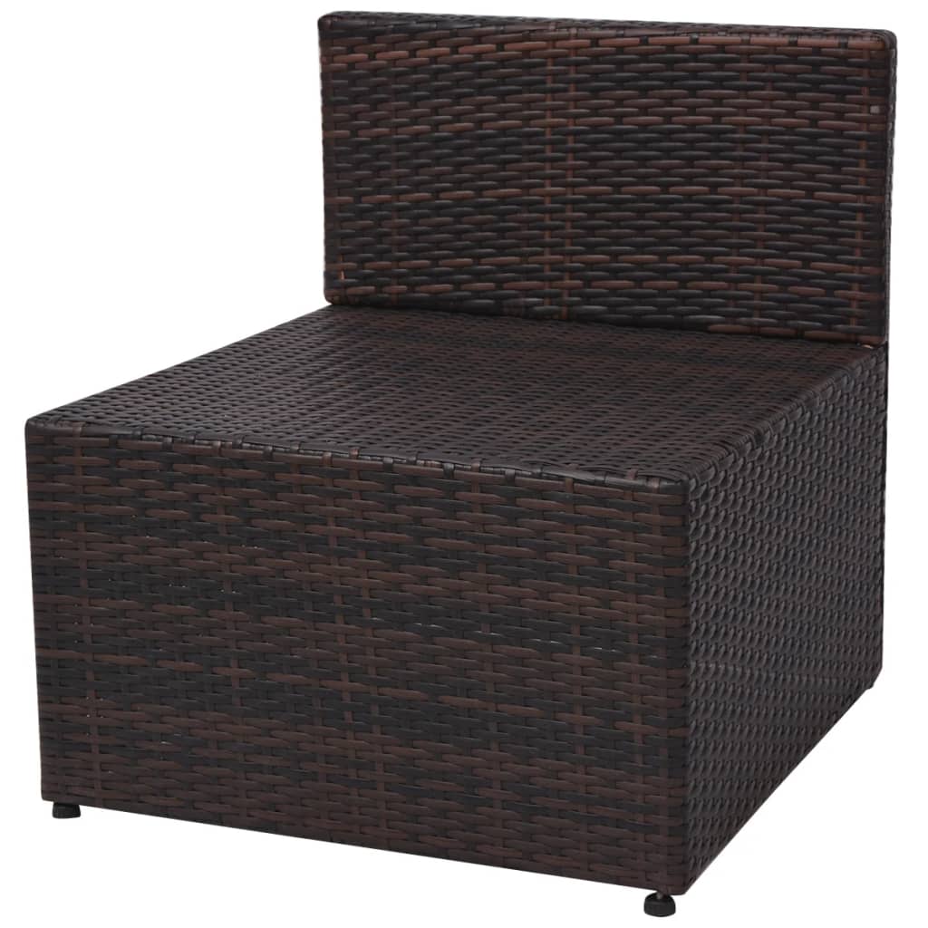 5-delige Loungeset met kussens poly rattan bruin