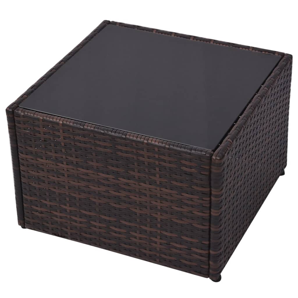 5-delige Loungeset met kussens poly rattan bruin