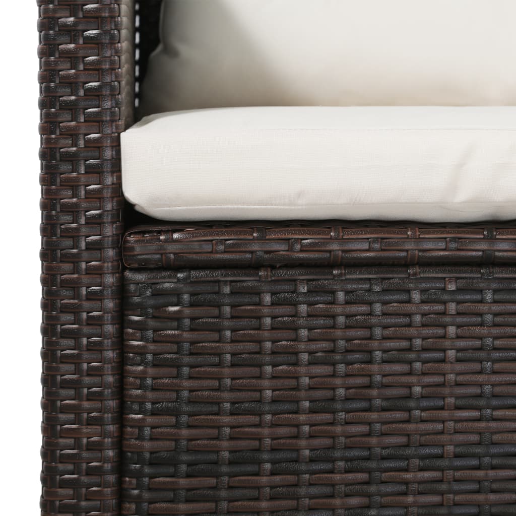 5-delige Loungeset met kussens poly rattan bruin