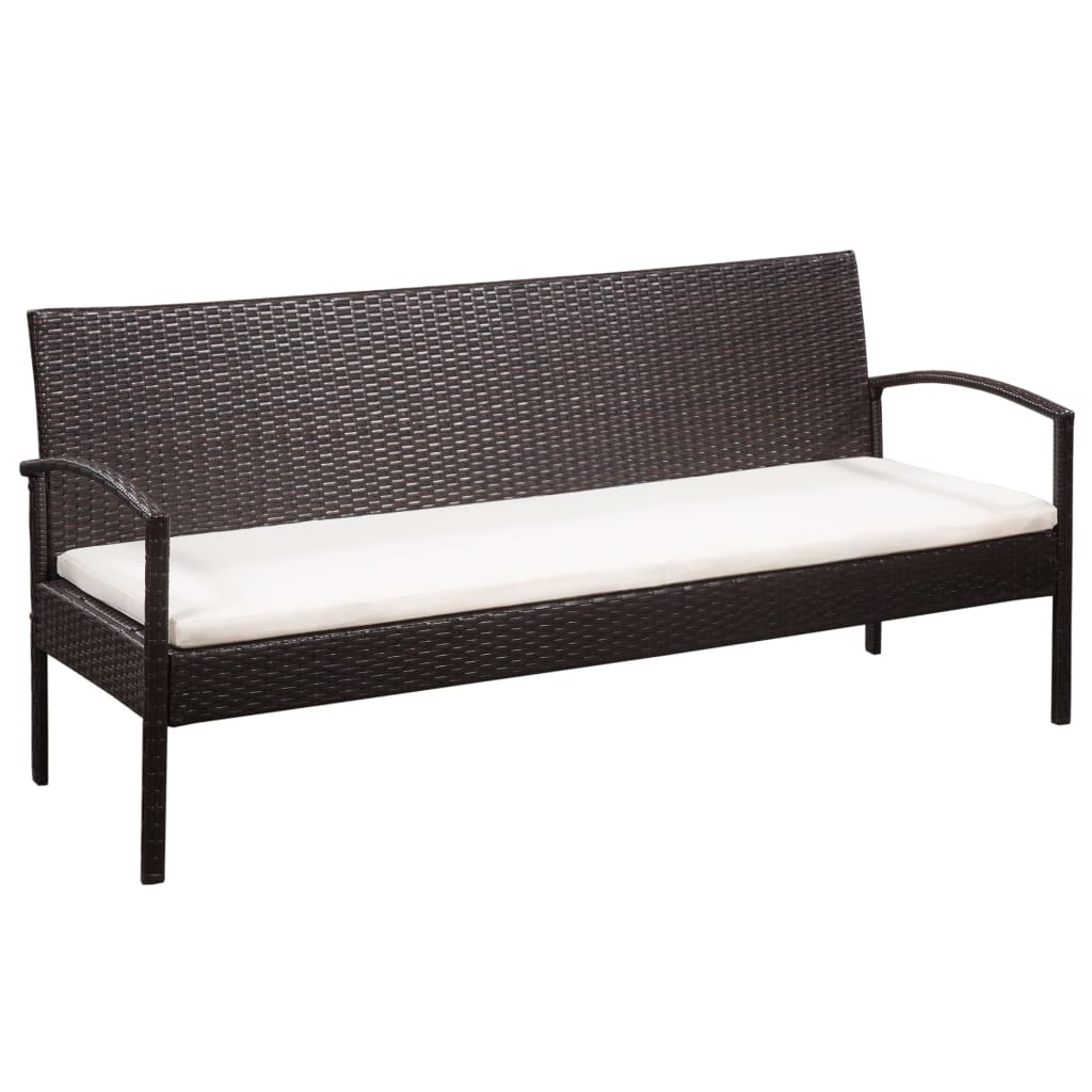 5-delige Loungeset met kussens poly rattan bruin