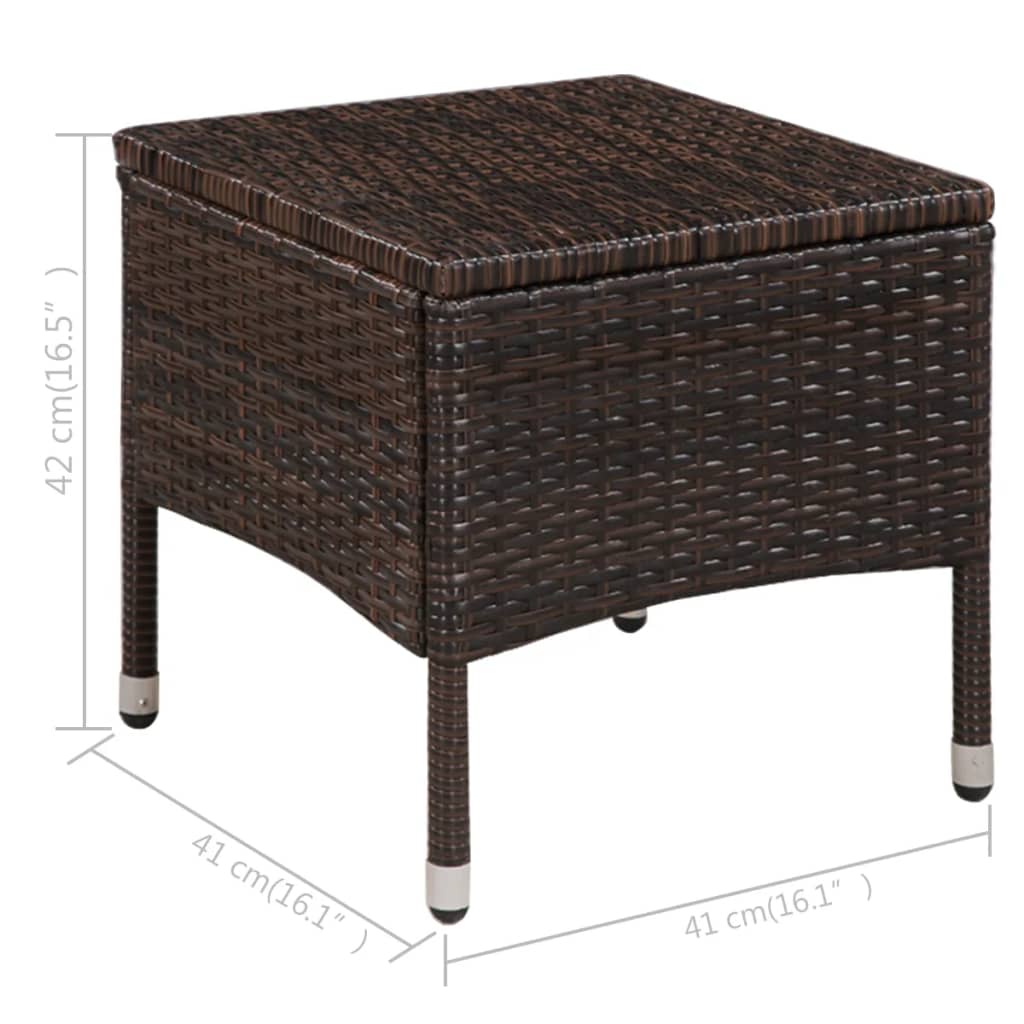 3-delige Bistroset poly rattan bruin