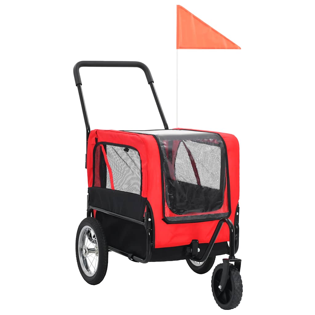 Fietstrailer en kinderwagen 2-in-1 rood en zwart