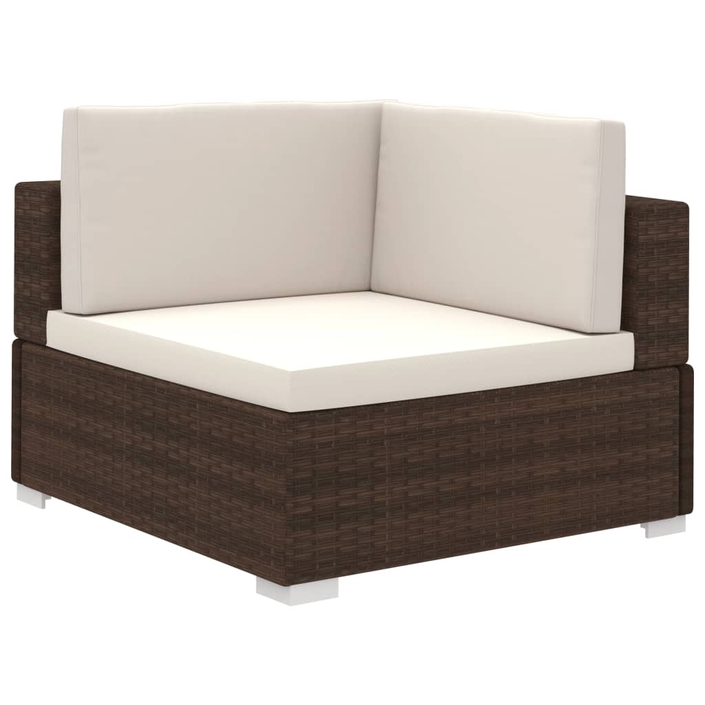 12-delige Loungeset met kussens poly rattan bruin