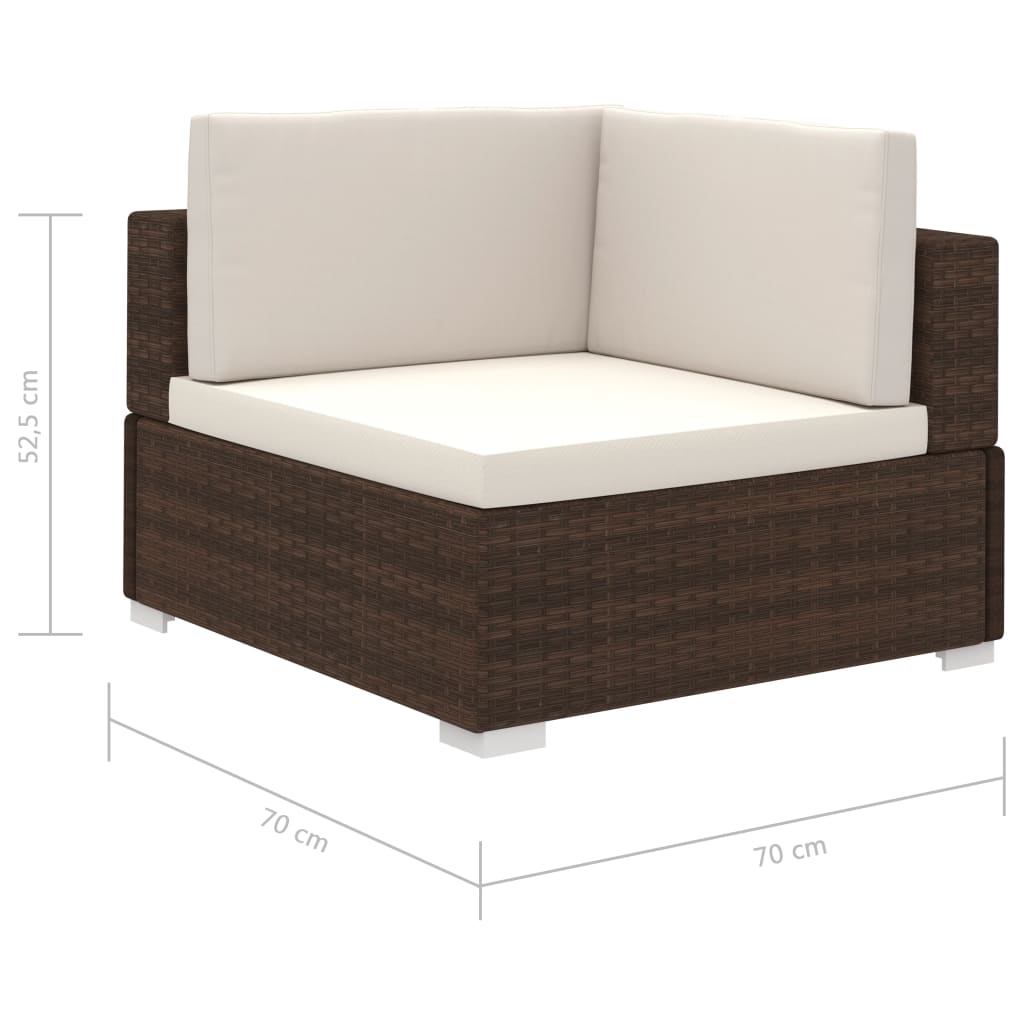 12-delige Loungeset met kussens poly rattan bruin