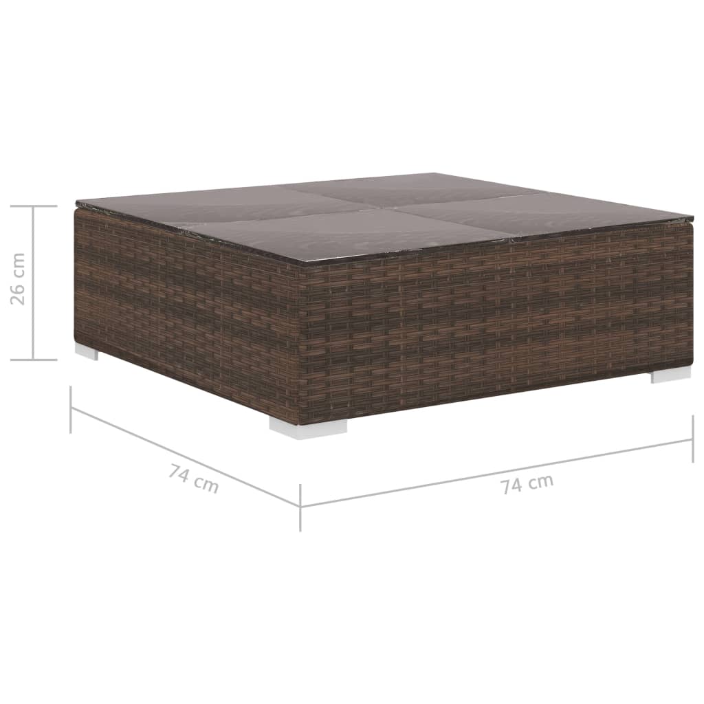 12-delige Loungeset met kussens poly rattan bruin