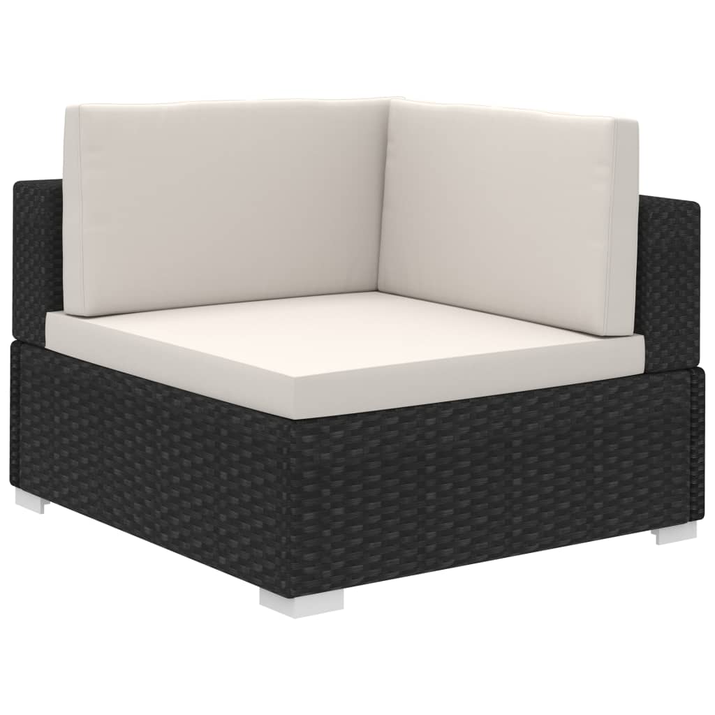 12-delige Loungeset met kussens poly rattan zwart