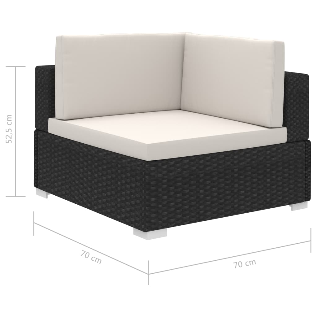 12-delige Loungeset met kussens poly rattan zwart