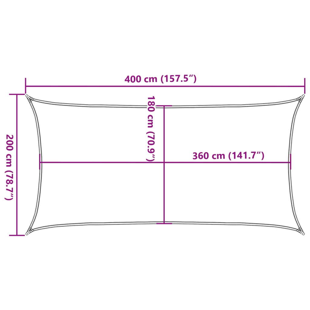 Zonnescherm HDPE rechthoekig 2x4 m créme