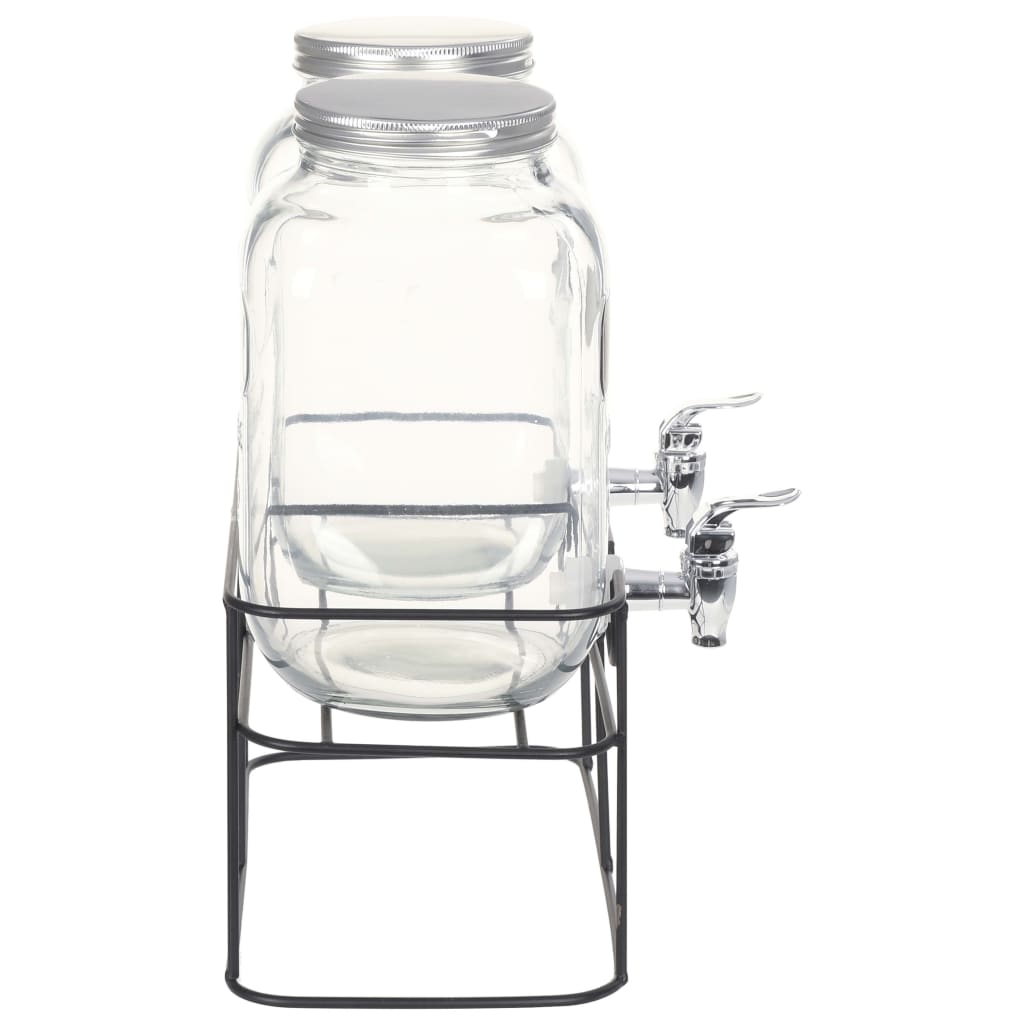 Drankdispensers 2 st met standaard 2 x 4 L glas