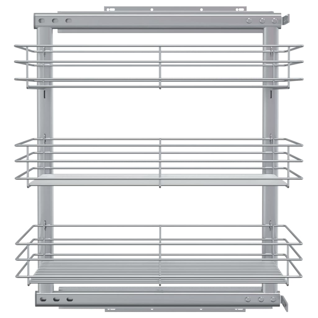 Draadmand keuken uittrekbaar 3-laags 47x35x56 cm zilverkleurig