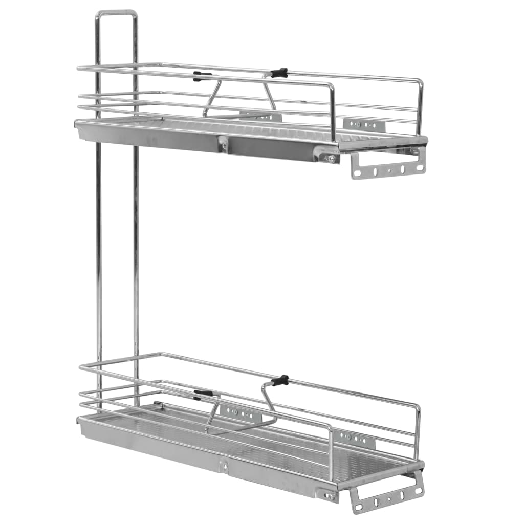 Draadmand keuken uittrekbaar 2-laags 47x15x54,5cm zilverkleurig