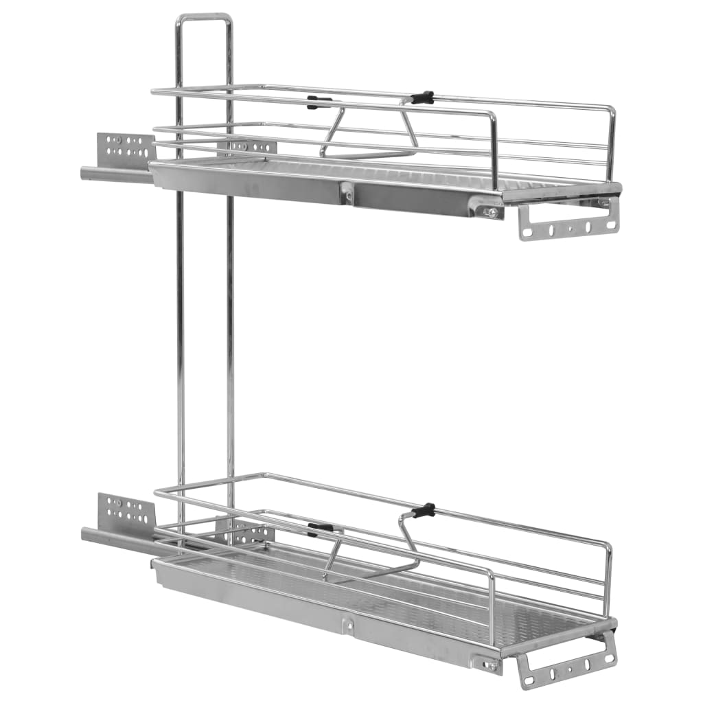 Draadmand keuken uittrekbaar 2-laags 47x15x54,5cm zilverkleurig