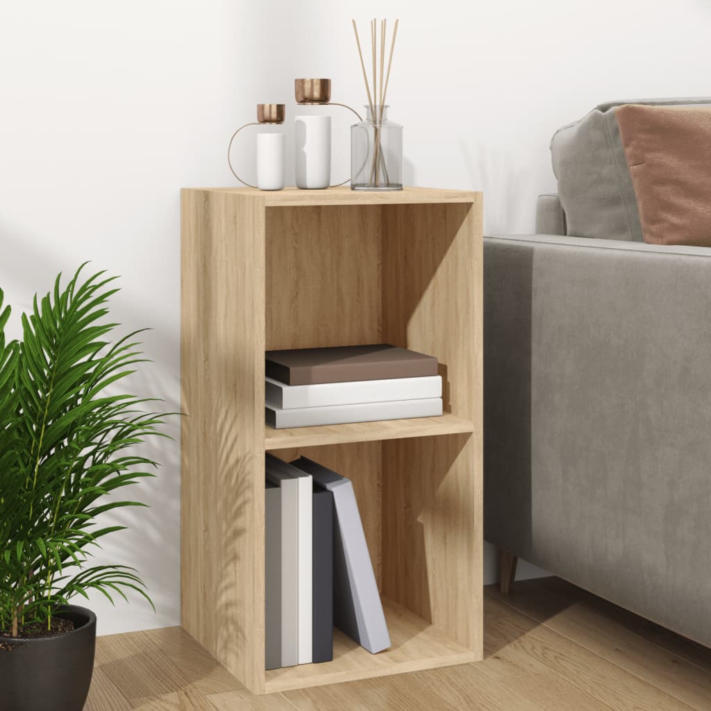 Opbergbox voor LP's 71x34x36 cm bewerkt hout sonoma eikenkleur