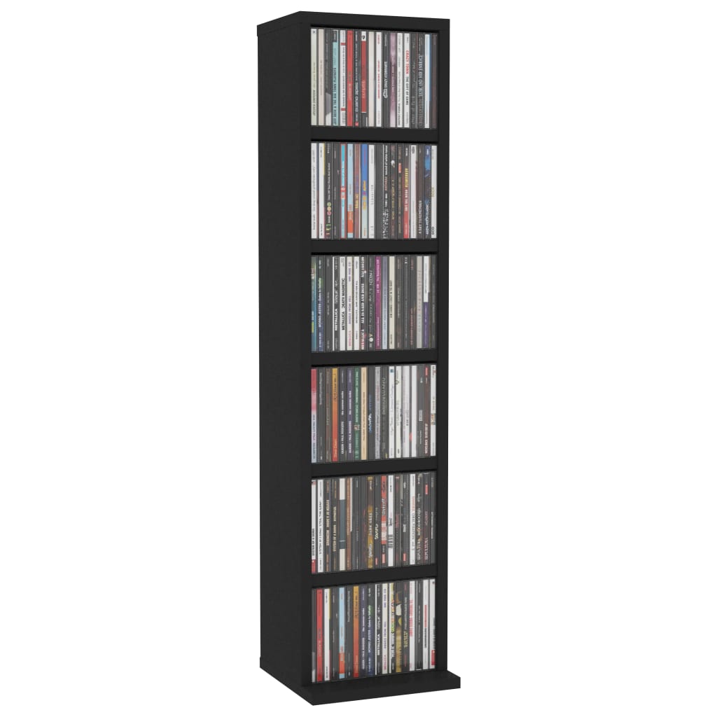 Cd-kast 21x20x88 cm bewerkt hout zwart