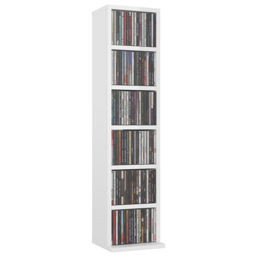 Cd-kast 21x20x88 cm bewerkt hout hoogglans wit