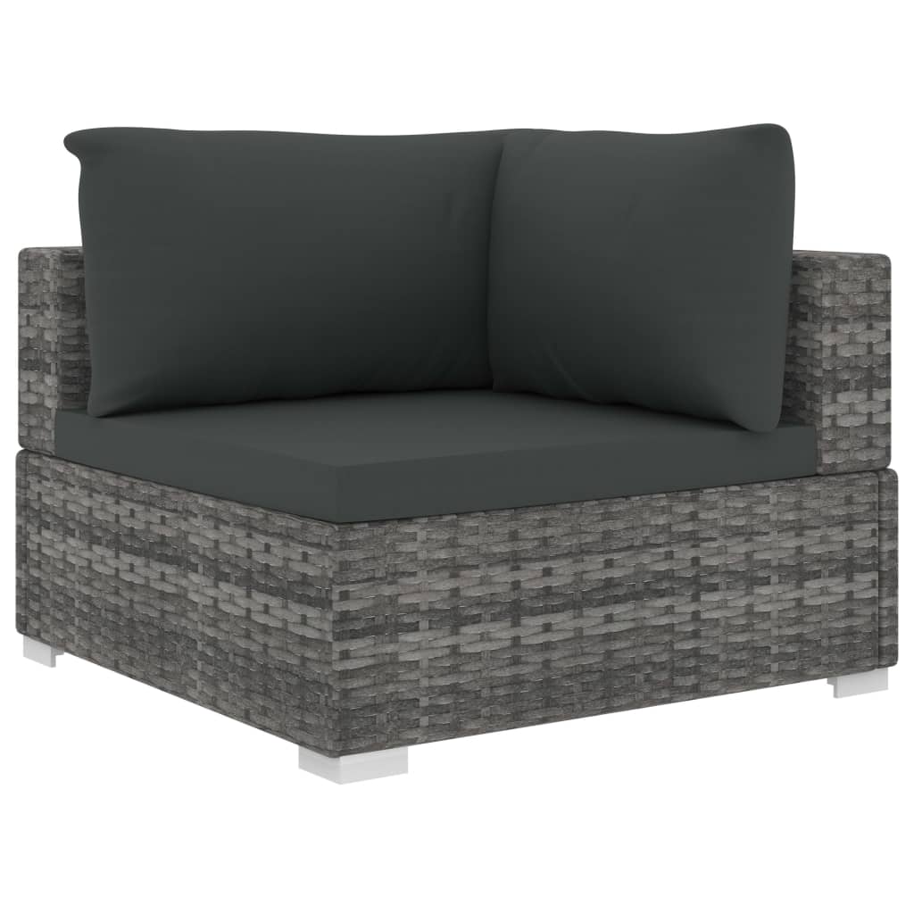 12-delige Loungeset met kussens poly rattan grijs