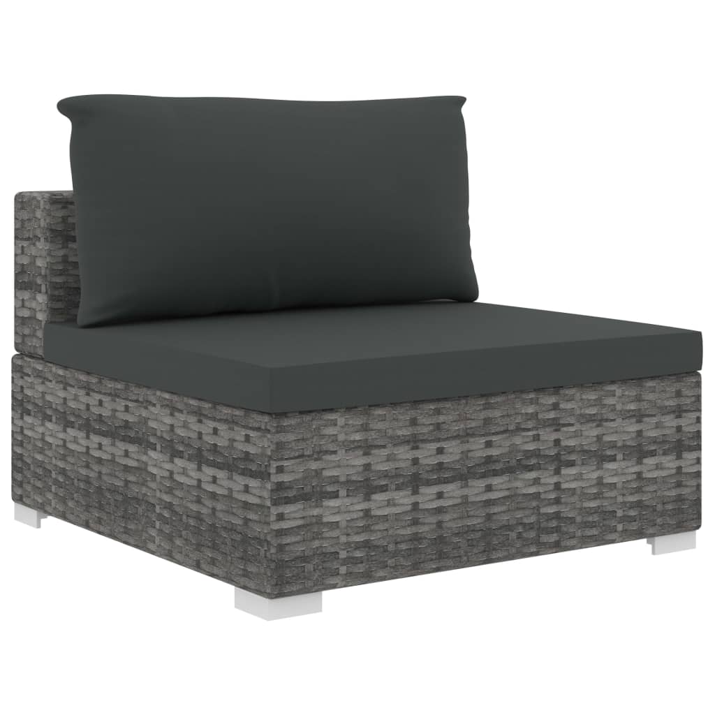 12-delige Loungeset met kussens poly rattan grijs