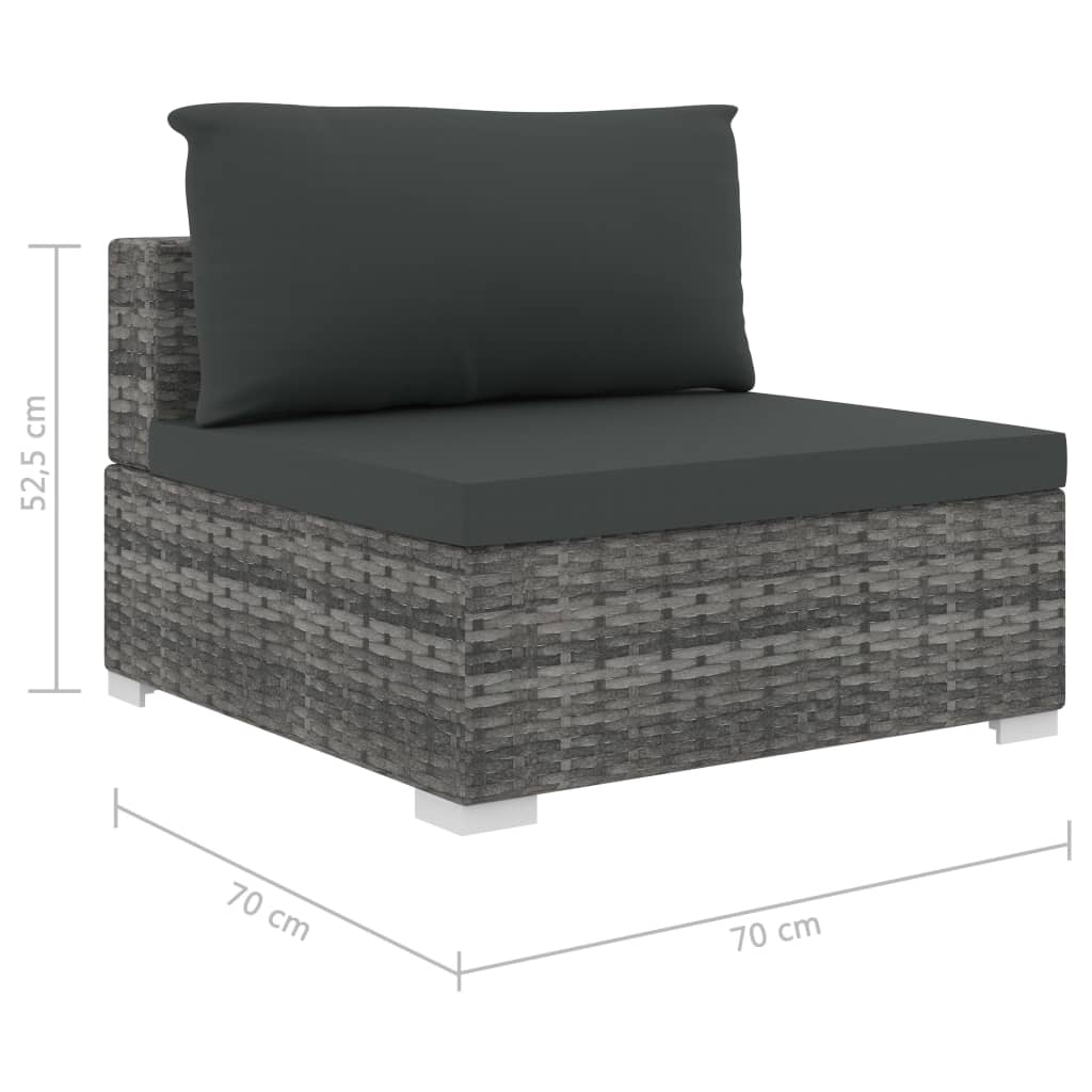 12-delige Loungeset met kussens poly rattan grijs