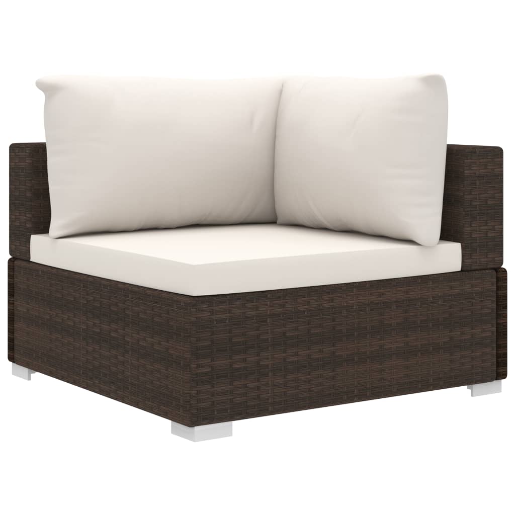 11-delige Loungeset met kussens poly rattan bruin