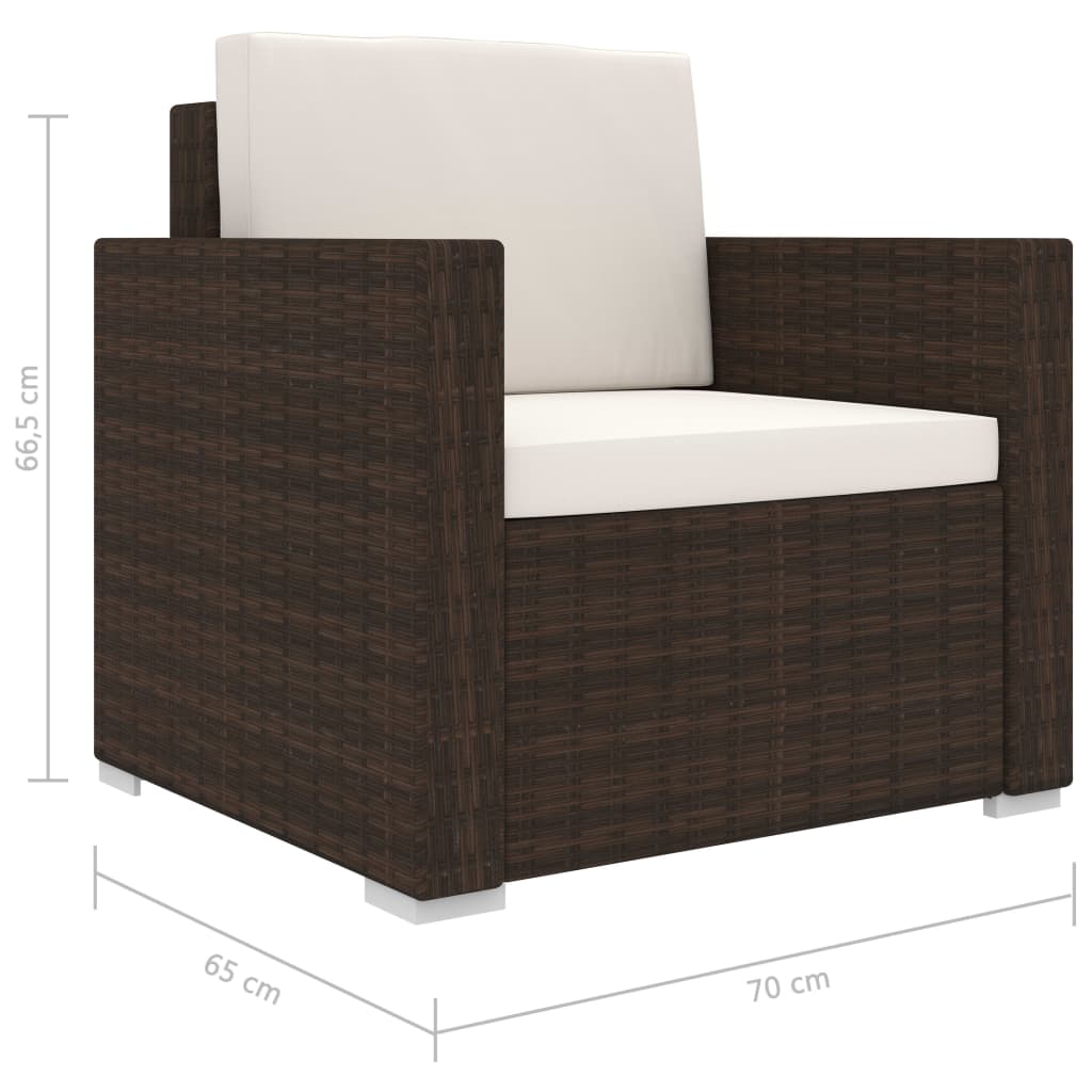 11-delige Loungeset met kussens poly rattan bruin