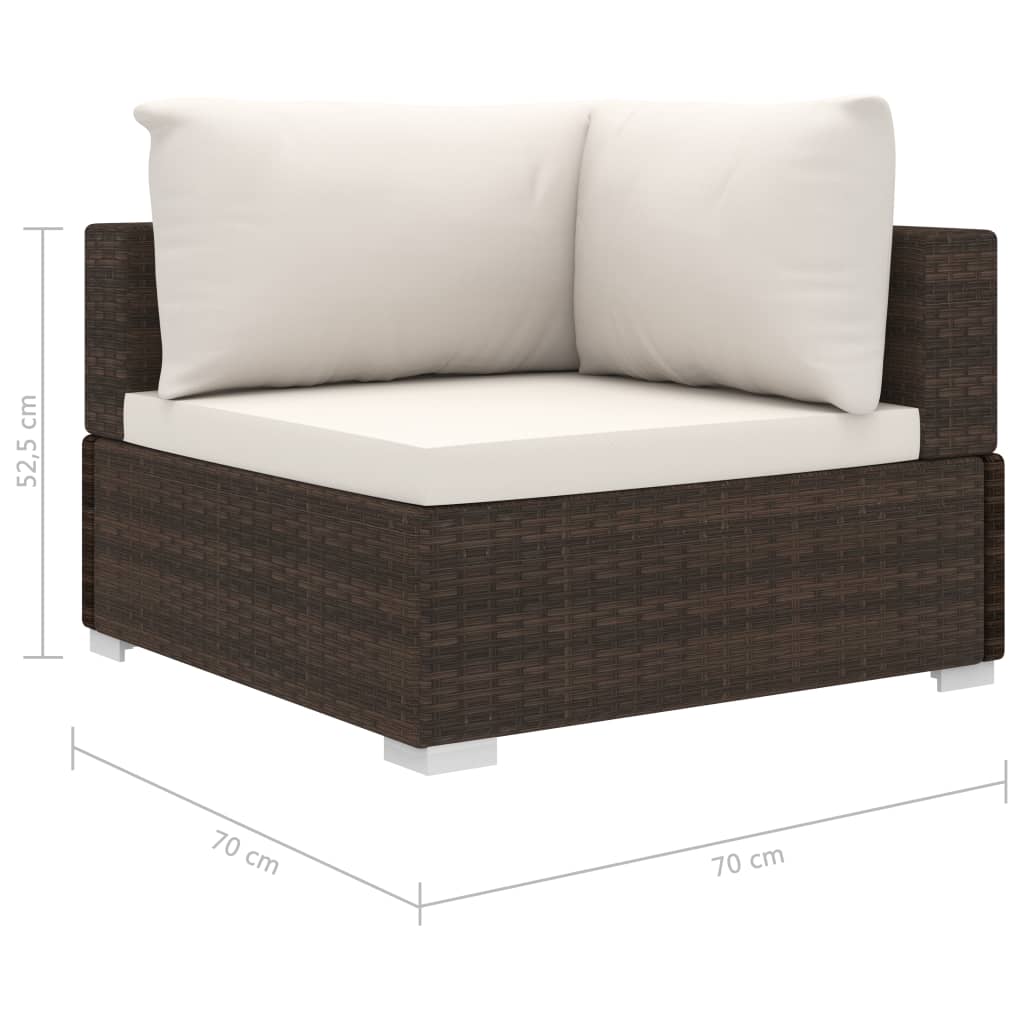 11-delige Loungeset met kussens poly rattan bruin