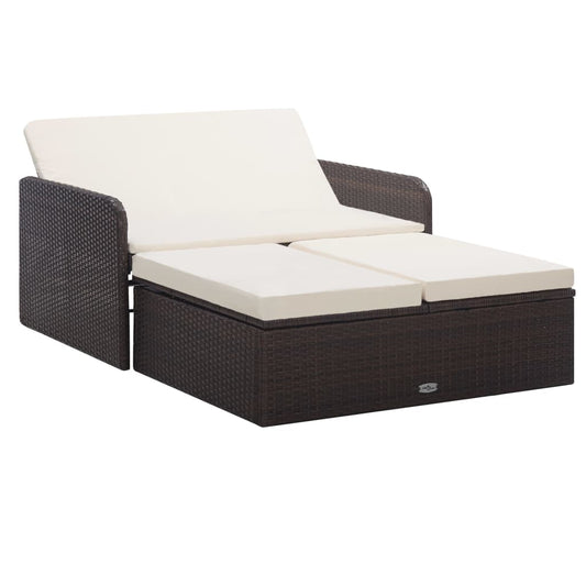 2-delige Loungeset met kussens poly rattan bruin