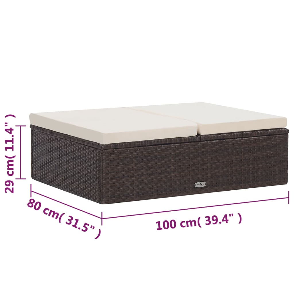 2-delige Loungeset met kussens poly rattan bruin