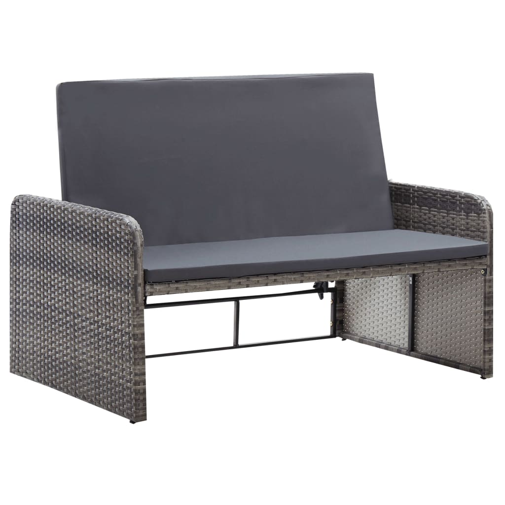 2-delige Loungeset met kussens poly rattan grijs