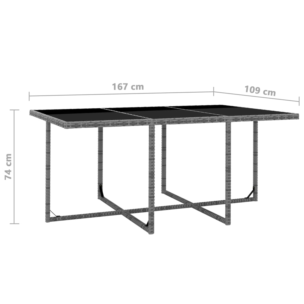 11-delige Tuinset met kussens poly rattan grijs