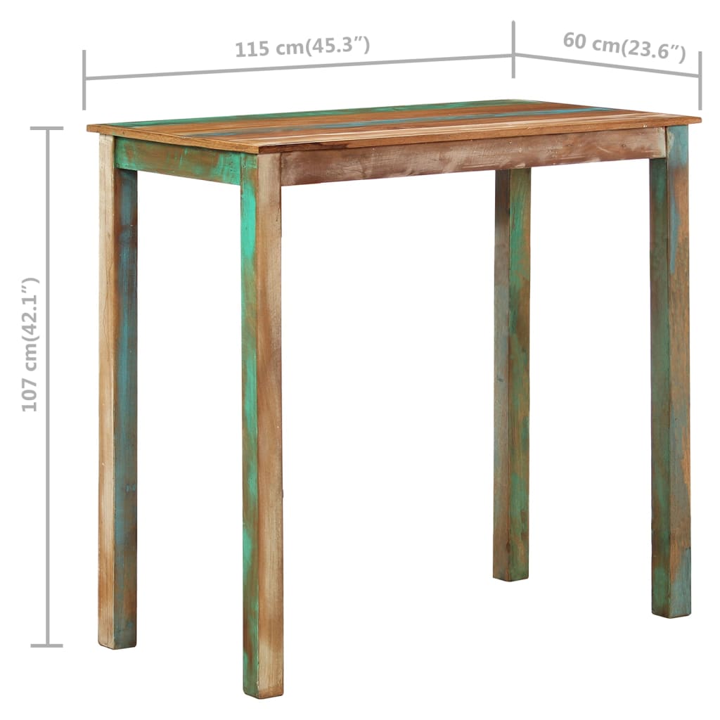 5-delige Barset massief gerecycled hout en echt leer