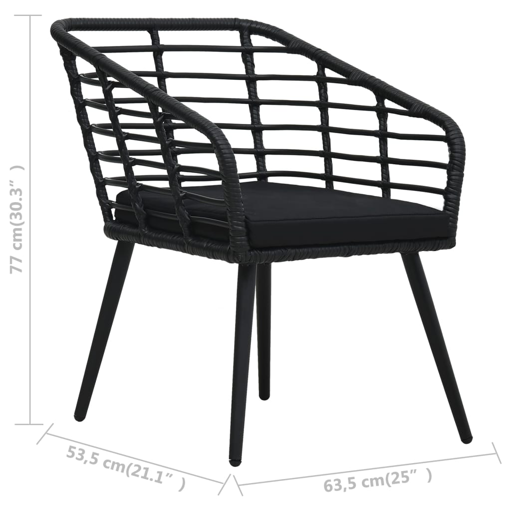 3-delige Bistroset poly rattan zwart