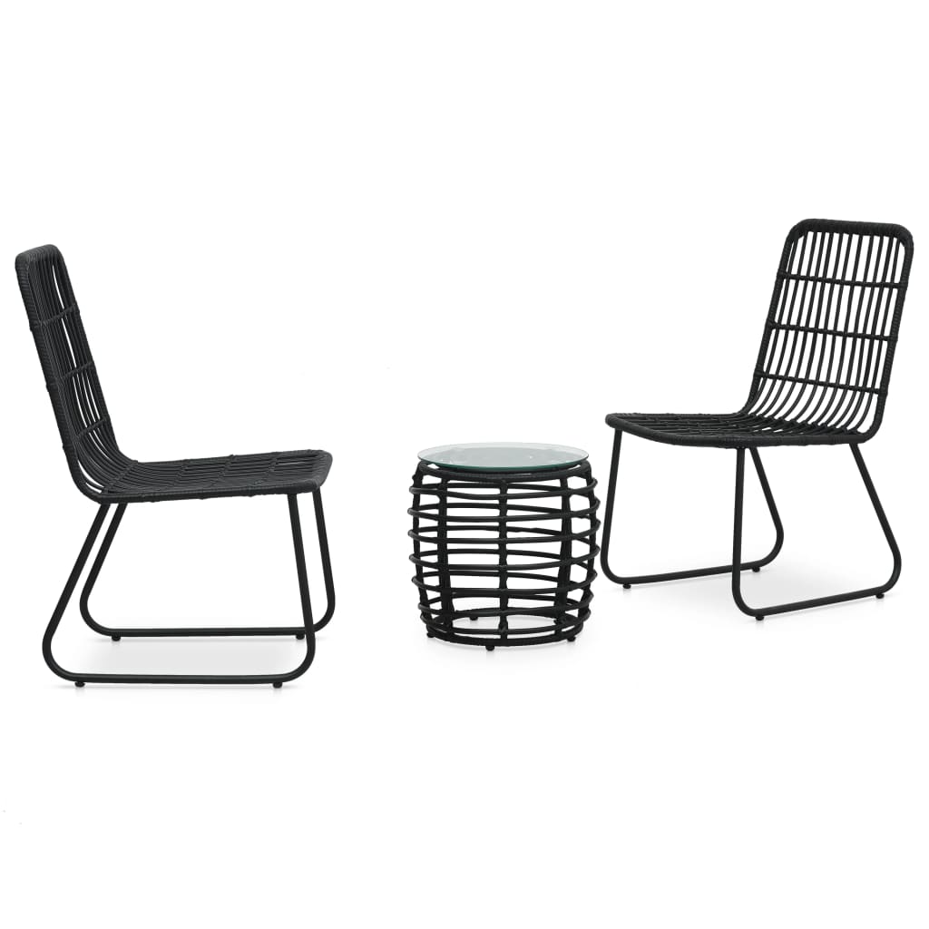 3-delige Bistroset poly rattan zwart